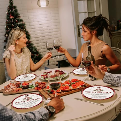 Snowman Christmas Giving Plate Set 4 Pcs with Poem 10x10 Inch Holiday Tableware