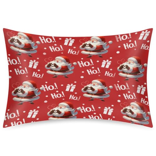 Christmas Satin Pillowcase for Hair and Skin Christmas Santa Claus Soft Silk Pillow Case with Envelope Closure Cooling Pillow Cases Slip Queen Size Pillow Cover for Kids Boys Girls 20x30 Decorate