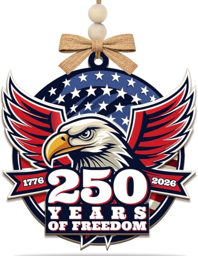 USA 250 Years of Freedom Patriotic Eagle Wooden Christmas Ornament - Independence Day Decor