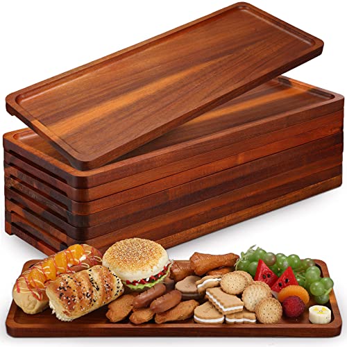 Marsui Set of 10 Rectangular Acacia Wood Serving Trays - Rustic Food & Drink Platters