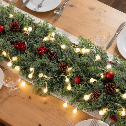 VIERENA 6FT Artificial Christmas Cedar Garland Faux Greenery for Mantle Decor