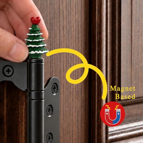 Christmas Tree Magnetic Door Hinge Heads Decorative Toppers (Set of 5) – Green