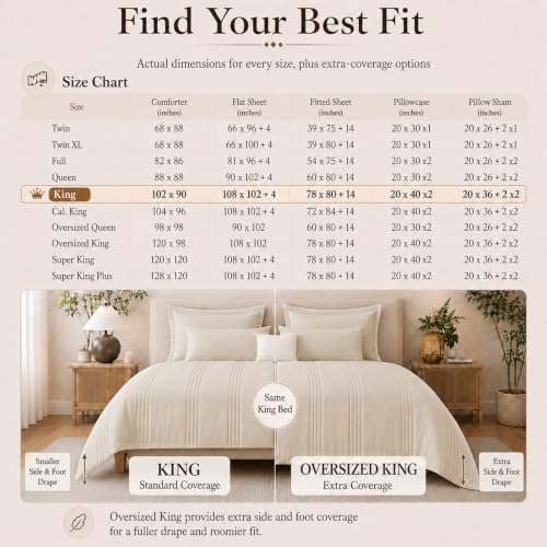 Beige King Size Comforter Set - 7 Pieces All-Season Bedding in a Bag