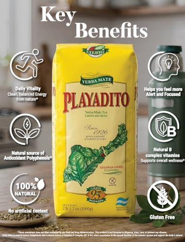 Yerba Mate Playadito 1 kg - 2.2 lbs Pack of 2 | Argentine Herbal Tea