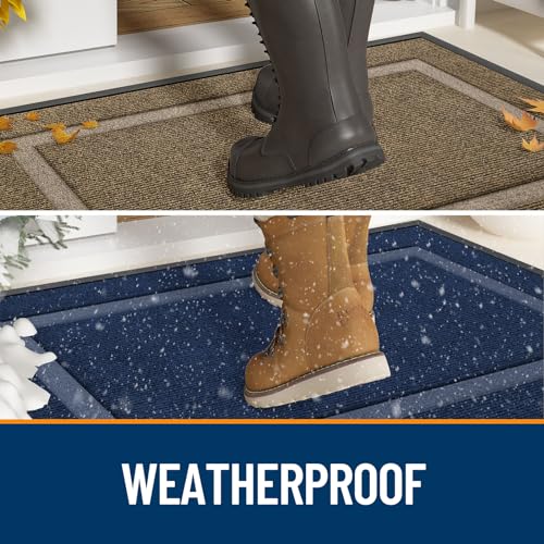 All-Season Heavy-Duty Rubber Front Door Mat 71x47 Black Classic Border