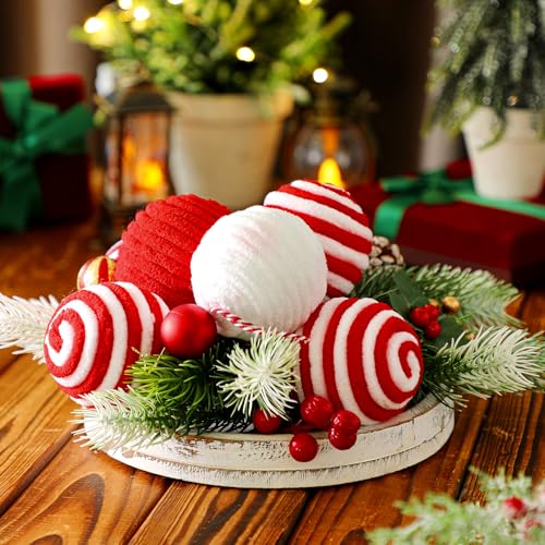 Syhood Red and White Peppermint Christmas Ornaments, 12 pcs 2.36''
