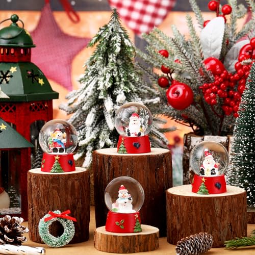 Yerliker 4-pack 1.8in Christmas Snow Globes – Red Tree & Santa Trio