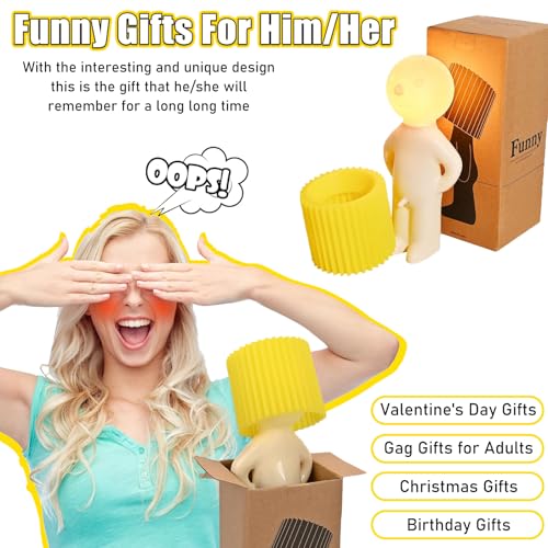 Shy Man Lamp-Creative Small Night Light LED Plug-in Table Lamp for Bedroom Office,Novelty Fun White Elephant Gift for Men Women Boyfriend Girlfriend Christmas Gifts, ValentinesGifts(Yellow)