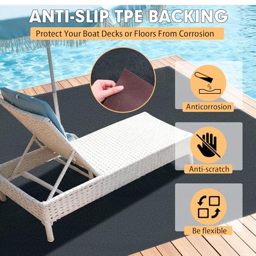 Grefinity Marine Carpet Dark Gray 6 x 18 FT Indoor Outdoor Yacht Deck Rug