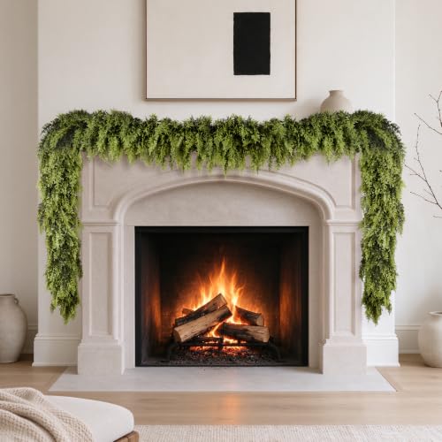 SIECCY 4 Pack 6ft Artificial Cedar Garlands Real Touch Winter Greenery for Christmas Decorations