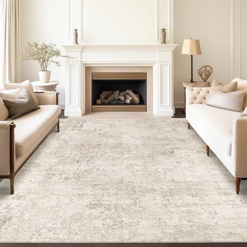 Art&Tuft Beige 8x10 Abstract Washable Area Rug for Living Room