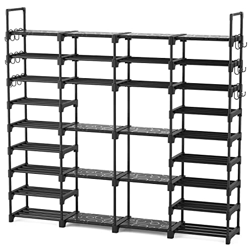 Black 9-Tier Large Shoe Rack Organizer for Entryway Closet - Heavy Duty, 68 Pairs Storage
