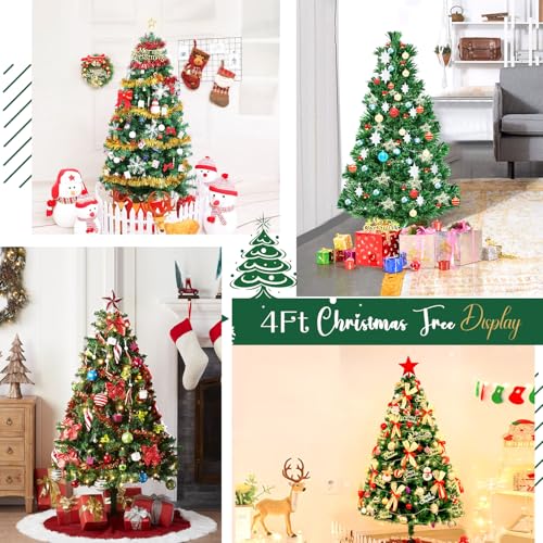 CRSTAFU 4ft Green Artificial Christmas Tree - Small Fake Xmas Tree with Tips & Storage Bag