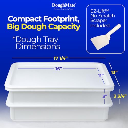 DoughMate Pizza Dough Proofing Box Kit with 2 Trays, Cover & Scraper
