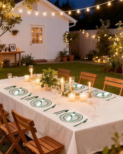 Goodluck 175-Piece Clear Green Disposable Dinnerware Set for 25 Guests - Plates, Cups, Napkins & Cutlery (Variation: Green)