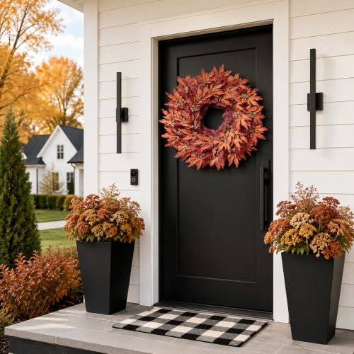 26-Inch Artificial Fall Maple Leaves Wreath for Front Door Decoration
