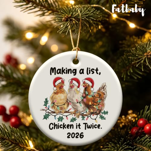Fatbaby Chicken Christmas Ornaments for Lovers, Farm House Gifts