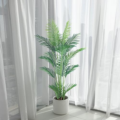 HAIHONG 4.5FT Artificial Areca Palm Tree 2-Pack - Real Touch Leaves, Adjustable Branches, Indoor Outdoor Decoration