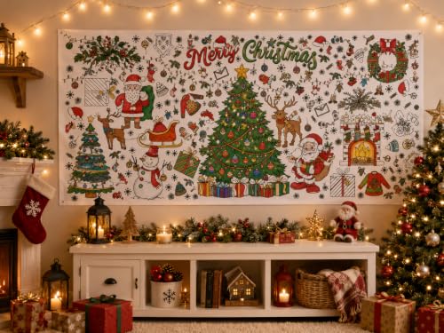 Christmas Coloring Tablecloth for Kids 30 x 72 Inch Giant Coloring Poster - SUNPROUND (Variation: Christmas)