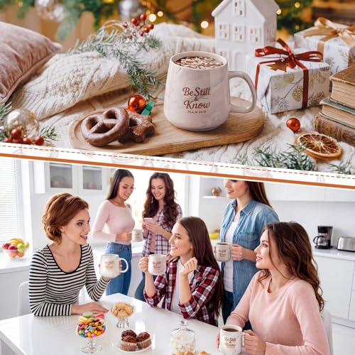 Bokon Be Still and Know Christian Gift 12 oz Mug Warmer Set – includes mug, lid, spoon
