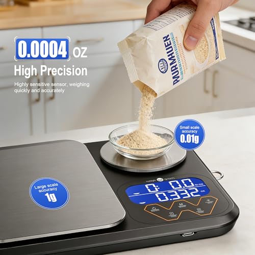 Weigh Gram Black Digital Dual Platform Food Kitchen Scale 5kg/0.01g