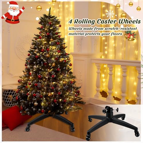 Rolling Christmas Tree Stand for Artificial Trees Up to 9.8 Feet - Sturdy & Mobile
