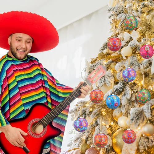 Syhood Mexican Flowers Christmas Ornaments — 12 Pcs Mexican Floral Ball Decorations