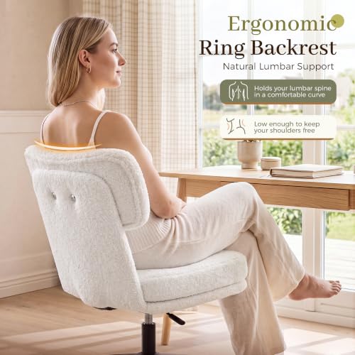 GTPOFFICE Vanity Chair with Plush Seat & Adjustable Height - TV White