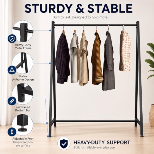 DR.IRON Black Metal Clothing Rack - Industrial Heavy Duty Garment Stand, Space-Saving for Home & Retail, Variation: Clothing Racks / Black