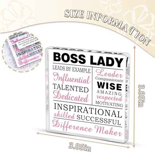 Best Boss Gifts for Women Boss Lady Gifts for Women Hot Pink Office Decor Bosses Day Gift for Bosses Female Desk Decorations for Woman Office Inspirational Appreciation Paperweight Job Promotion