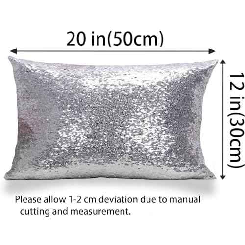 12X20 in Glitter Sequin Throw Pillow Cover Sham Case Cushion Covers Pattern Zipper Pillowslip Pillowcase for Bed Room Sofa Couch Chair Back Seat