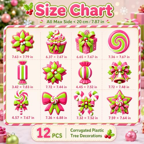 WHYMEO Classic Candy Christmas Tree Picks, 12 Pcs Peppermint Ornament Set
