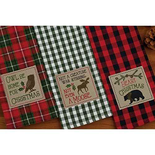 DII Holiday Kitchen Towels Embroidered Dish Towel Set, 18x28, Cabin Christmas, 3 Piece