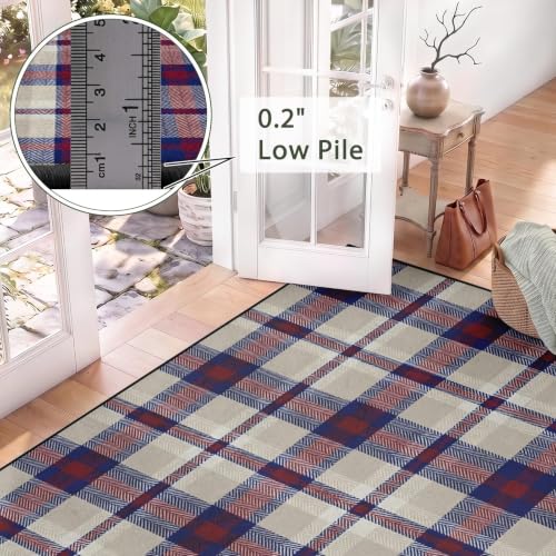 Zzzboro 5'x7' Plaid Tartan Washable Rug with Non-Slip Backing - Modern Home Decor