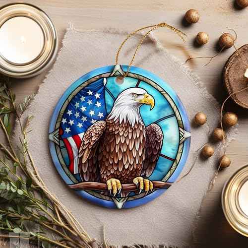 Bald Eagle Christmas Ornaments, Touber Christmas Hanging Ornament, Christmas Tree Ornaments, Holiday Decor, Gifts for Bald Eagle Lovers, Eagles Theme Gift - Pattern A