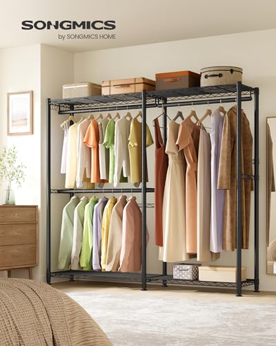 Ink Black 65-Inch Closet Organizer with Shelves and Clothes Rack - No Fabric Cover
