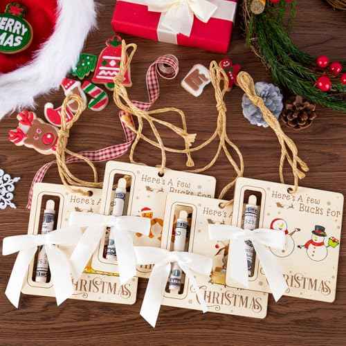 Christmas Money Holders for Cash, 4 Pcs Wooden Money Cards for Xmas Gift, 2025 Christmas Money Card Gifts Hanging Ornaments for Christmas Tree