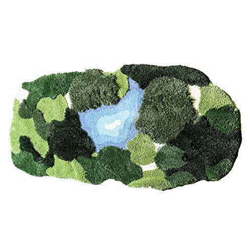 35x60 Inch 3D Moss Rug Shag Carpet Tropical Indoor Non Slip Floor Mat for Bedroom & Living Room - Green