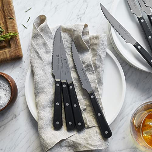 Henckels 8-Piece Razor-Sharp Steak Knife Set with Black Handles, 4.5 Inch