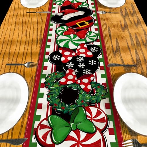 Yarcooly 13×60 Inch Christmas Table Runner Red-Black – New Year Xmas Decor