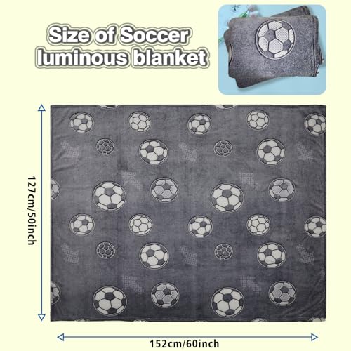 Glow in The Dark Blanket Soccer, Toddler Blankets is Kids Boys Girls Fun Soft Flannel Sleep Blanket, Soccer Gifts for Boys Girls Soccers Lovers and Christmas 50"x60"
