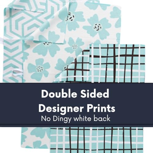 Desert Aqua 3-Piece Microfiber Kitchen Towel Set with Waffle Weave & Hanging Loops