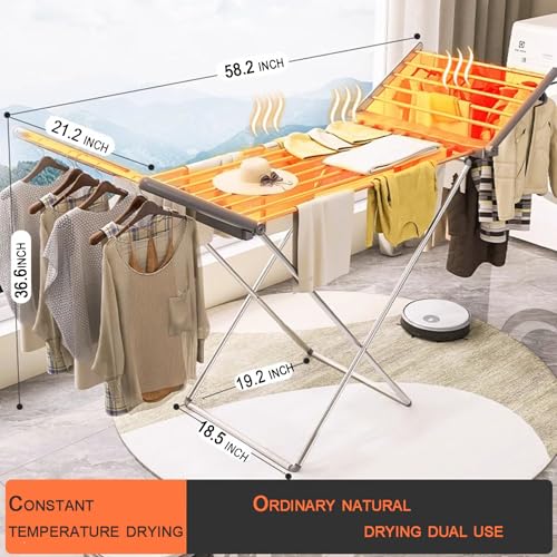 Heated Clothes Drying Rack - Folding Electric Garment & Towel Dryer, Space Saving Indoor Outdoor