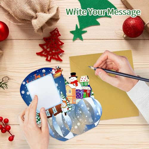 FaCraft X-mas Pop Up Christmas Card with Envelope & Seal – Santa, Gnome Town
