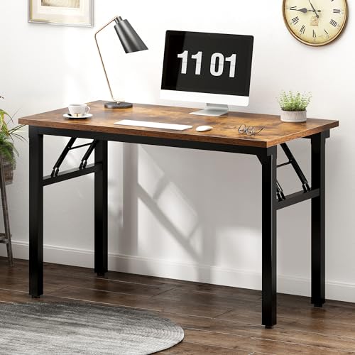 Need Small Folding Computer Desk 39.4 Inch Rustic Brown Space-Saving Table