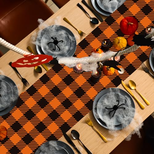 Windkream 6 Pack Fall Buffalo Plaid Plastic Table Runners 14 x 108 Inches