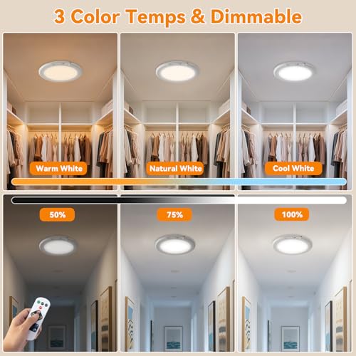 Rechargeable LED Ceiling Light with Remote - White 2-Pack