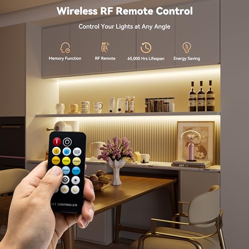 16.4 ft Tunable White COB LED Strip Lights with RF Remote, Dimmable, Super Bright, 2700K-6500K