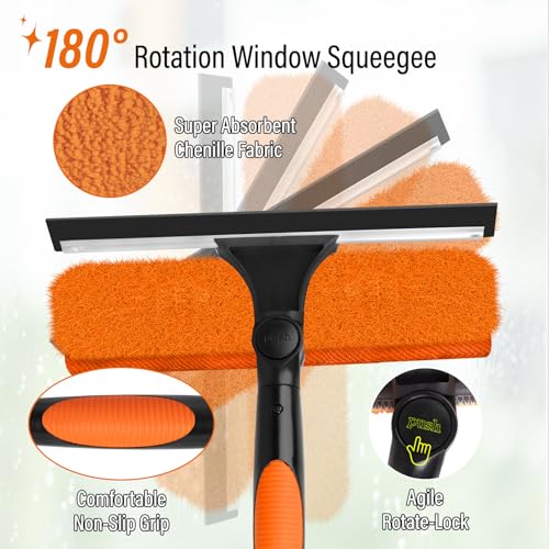 ACTREY 30FT Window Cleaning Kit with 10.65in Squeegee & 24FT Extension Pole