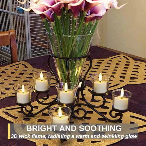 Rechargeable Tea Lights Candles with Remote & Timer - 12 Pack, 3D Wick